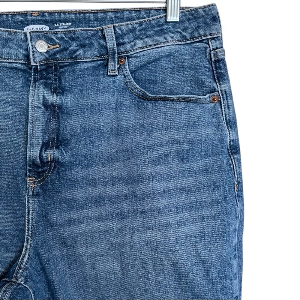 Old Navy O.G. Straight Leg Medium Blue Wash Mom Jeans High Rise Ankle size 18 - Picture 4 of 7